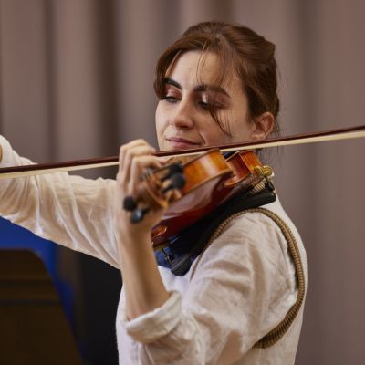 Student playing violin